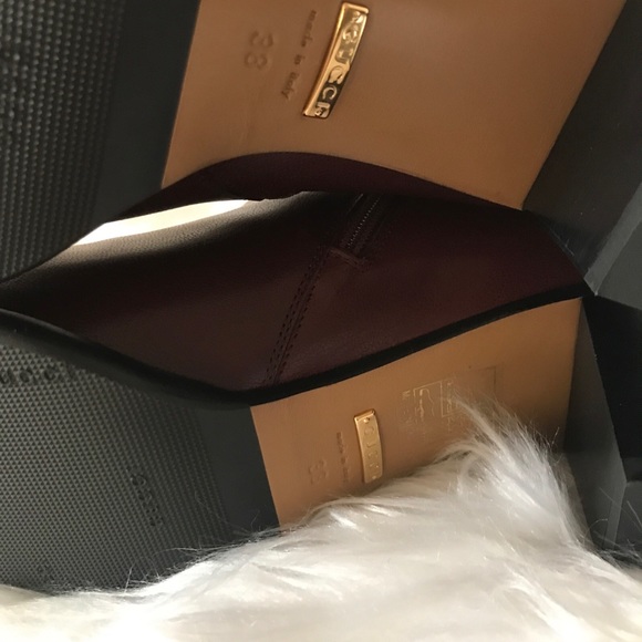 GUCCI Finn Mixed Media Ankle Boot Vintage  Bordeaux Brown Leather Size 38/8 NEW - Picture 9 of 11